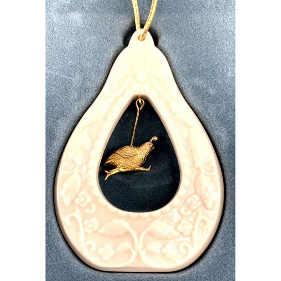 Lenox Christmas Tree Ornament Partridge in a Pear Tree Porcelain Brass 3" - Picture 2 of 5